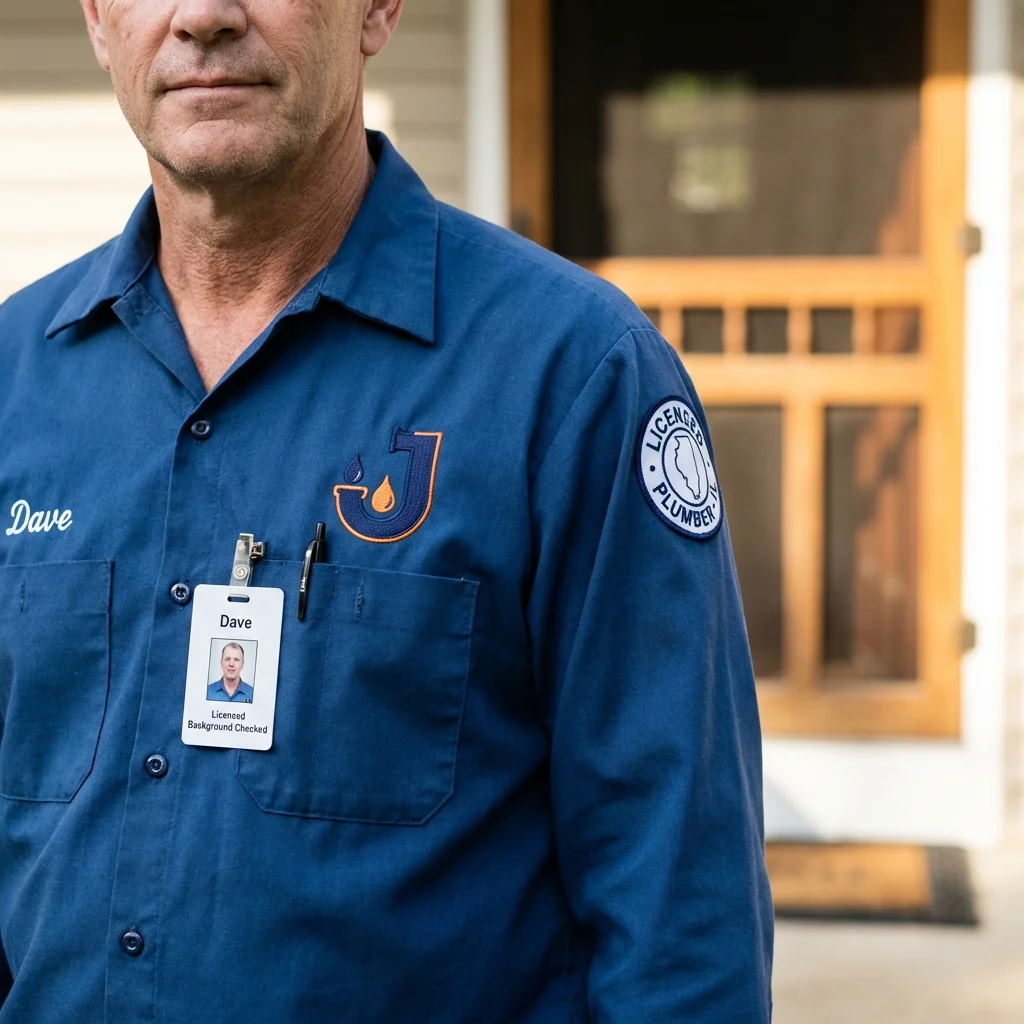 Licensed plumber showing ID badge in Crockett, TX