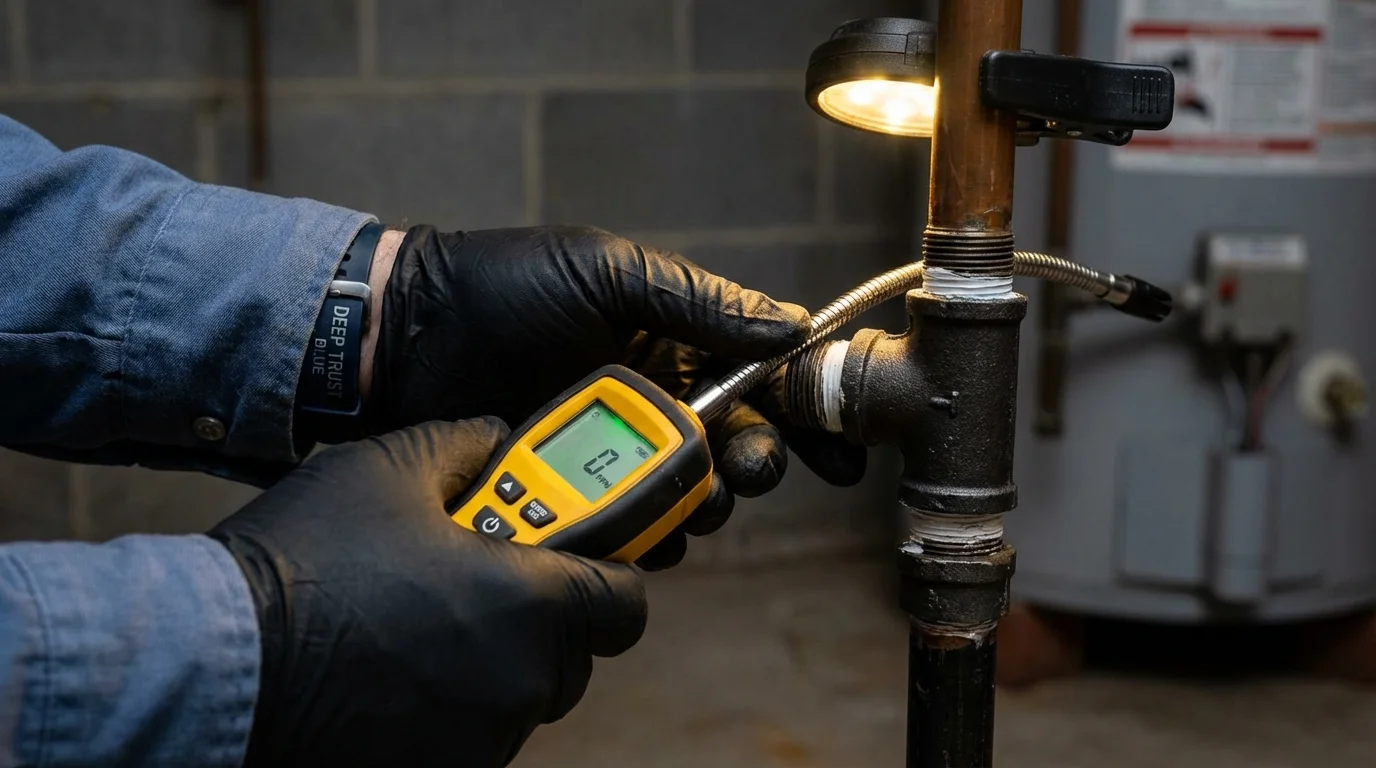 Gas leak detection with electronic sniffer by Johns Plumbing LLC in Crockett